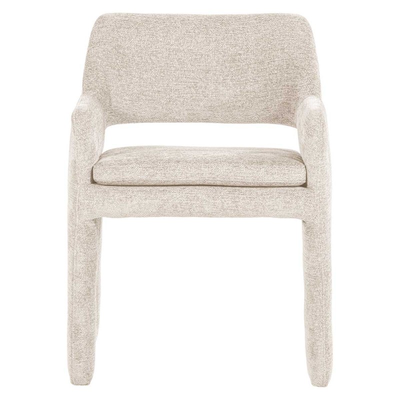 Silla de comedor BIGFOOT tapizada en chenilla color arena