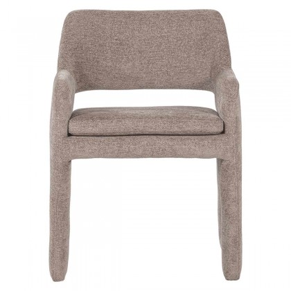 Silla de comedor BIGFOOT tapizada en chenilla color taupe