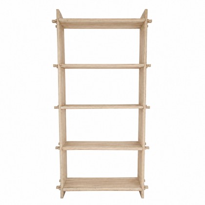 Estantería abierta de madera de olmo reciclada