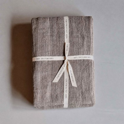 plaid manta de lino 100% color taupe