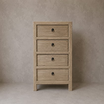 Cómoda 4 cajones de madera de olmo reciclada