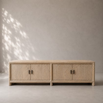 Mueble bajo para TV de madera de pino antiguo