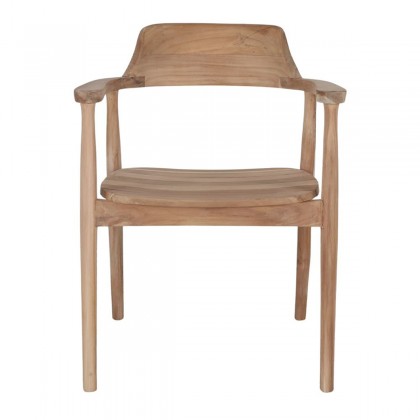 Silla de comedor con reposabrazos de madera de teca color natural
