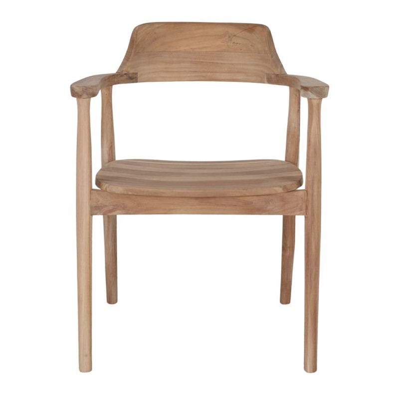 Silla de comedor con reposabrazos de madera de teca color natural