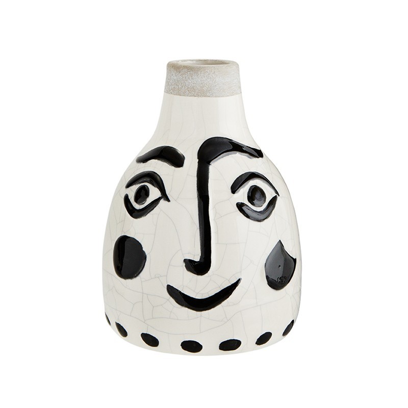 Jarrón de terracota con un acabado esmaltado roto en color blanco